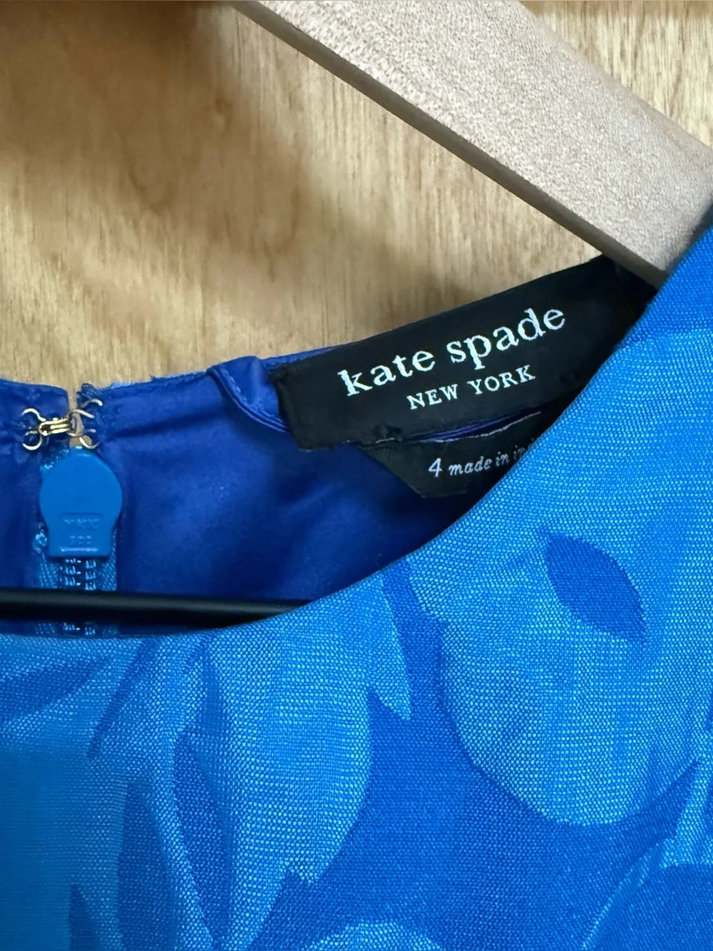 Small Kate Spade Alice Tropical Foliage Bright Blue Floral Brocade Dress - Picture 11 of 14